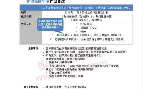 友邦加裕倍安保（PEP）可转换至加裕智倍保（PEU）