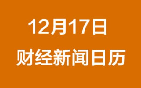 财经日历每日财经新闻早知道（12/17/2018）