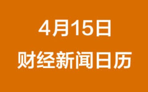 财经早餐每日财经日历（4/15/2019）