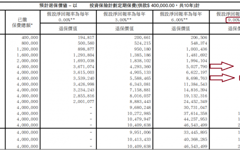 每年买40万美元香港保险公司的基金财富增长有多快？