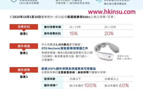 香港万通保险、香港安盛保险最新投保优惠活动