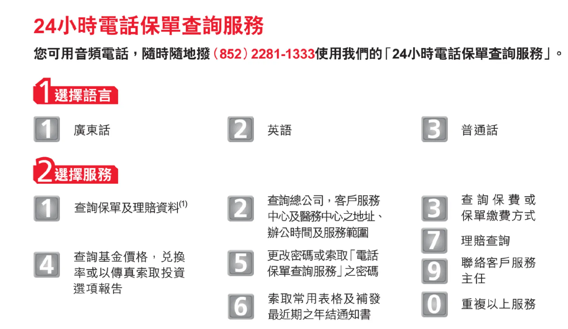香港保誠保險電話客服多少？