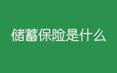储蓄保险是什么？
