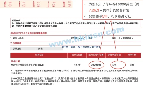 每年1万美金保诚信守明天多元货币计划